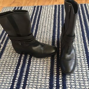 Black mid calf boots